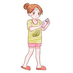 护肤卡通人物手绘元素