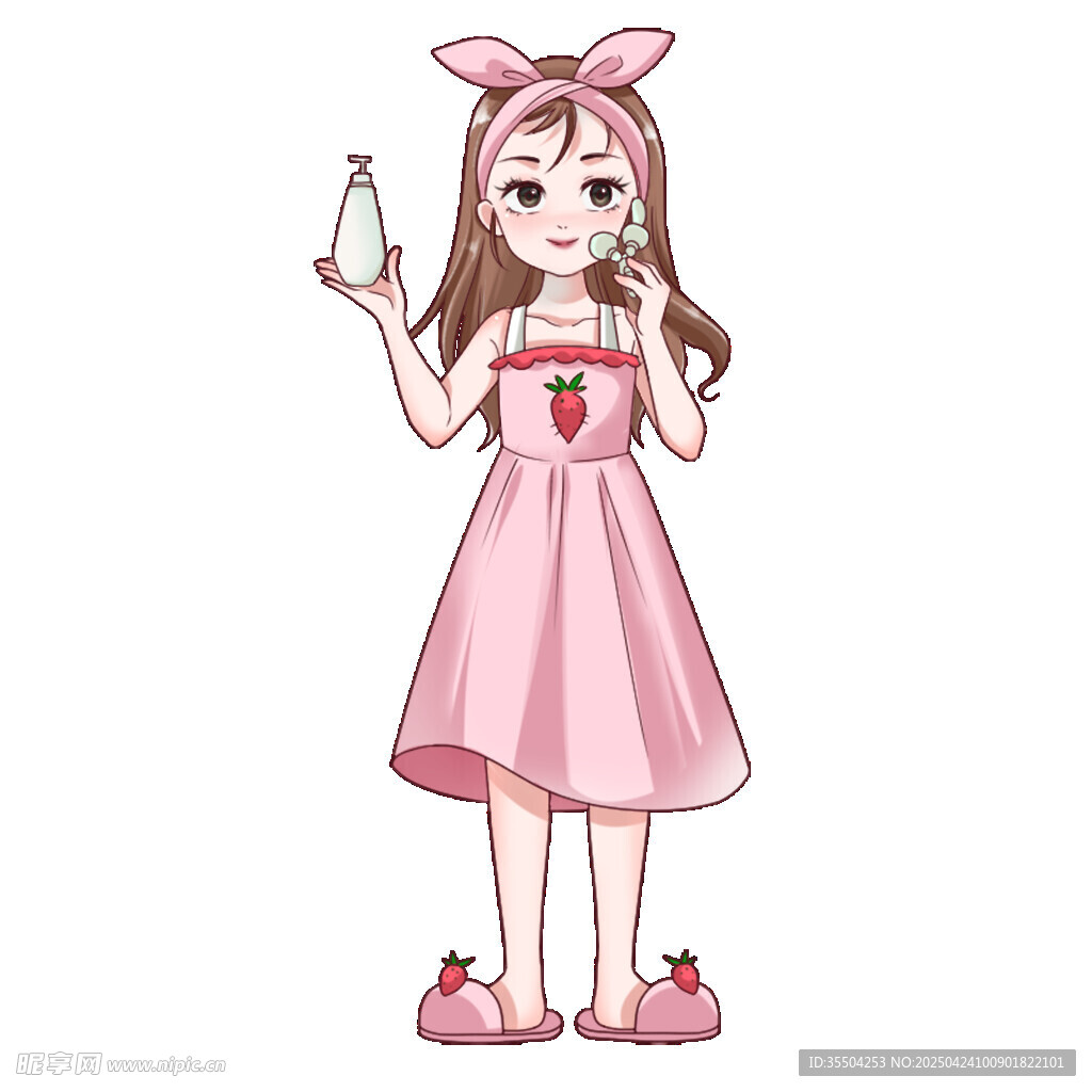 护肤卡通人物手绘元素