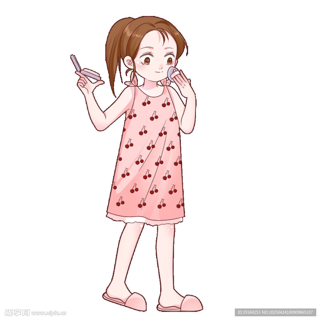 护肤卡通人物手绘元素