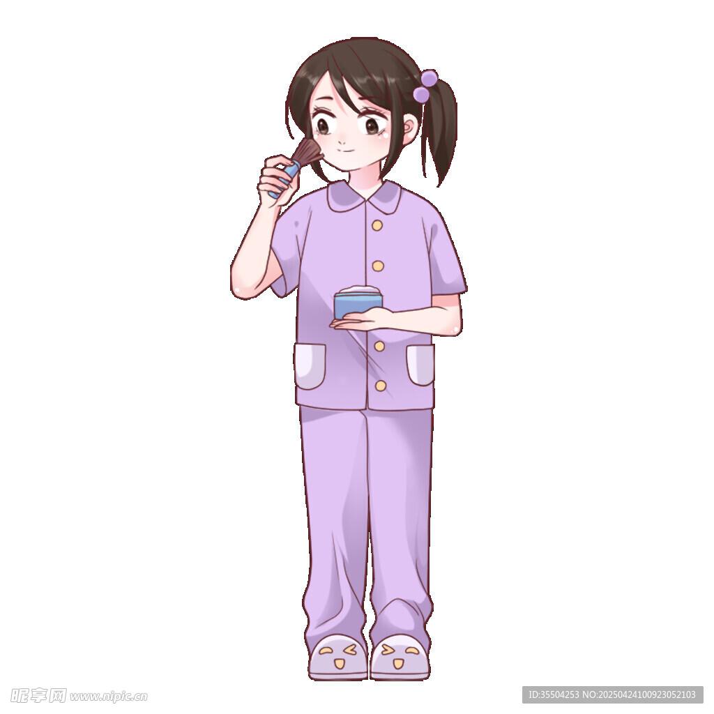护肤卡通手绘人物元素