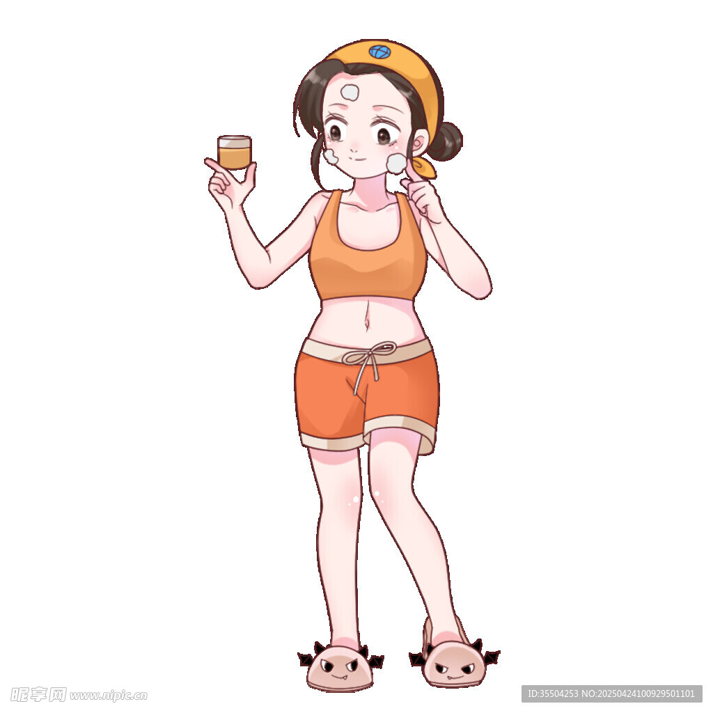 护肤卡通手绘人物元素
