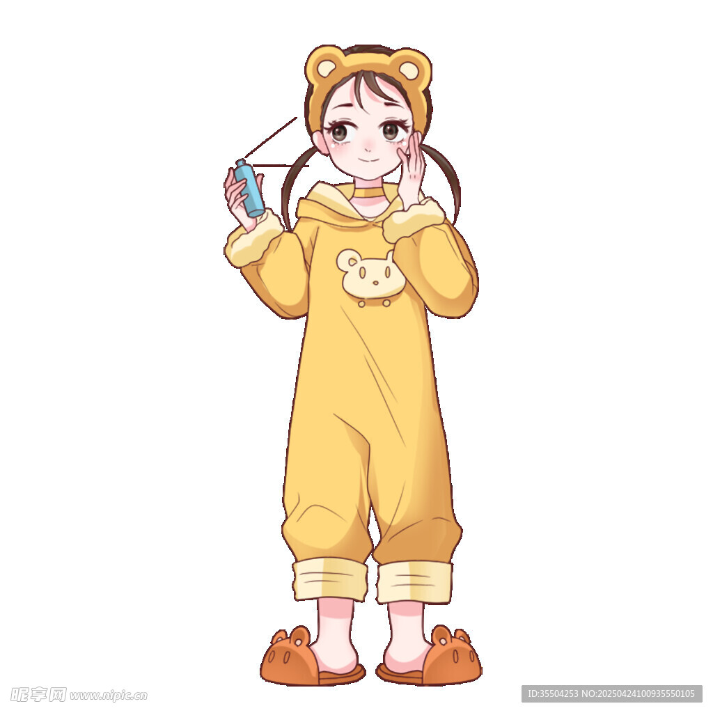 护肤卡通手绘人物元素