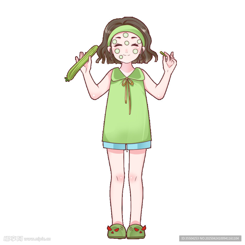 护肤卡通手绘人物元素