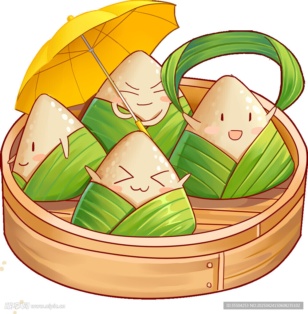 竹篮里的可爱卡通粽子