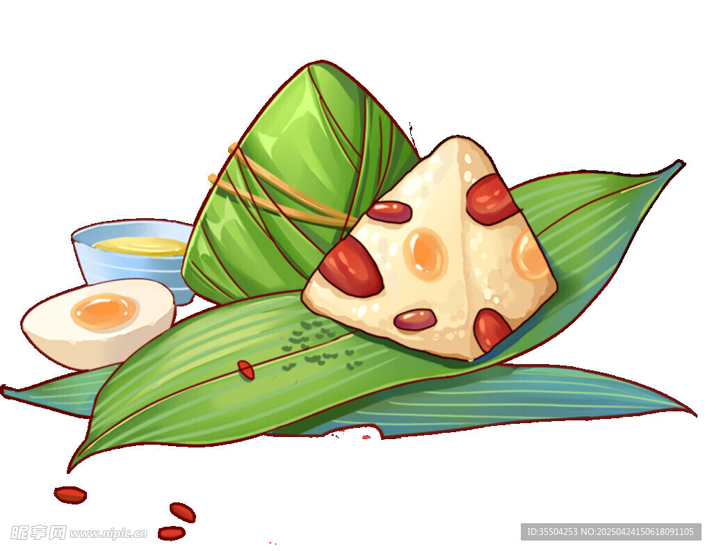 美味粽子与咸鸭蛋插画