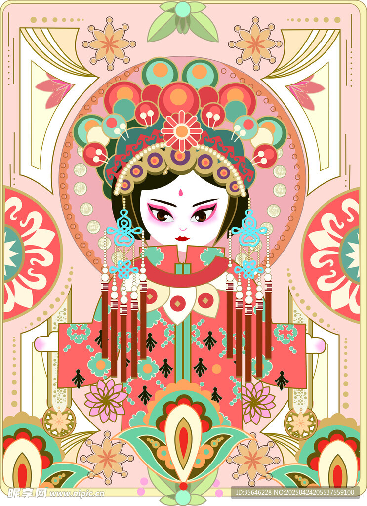 京剧扮相少女插画