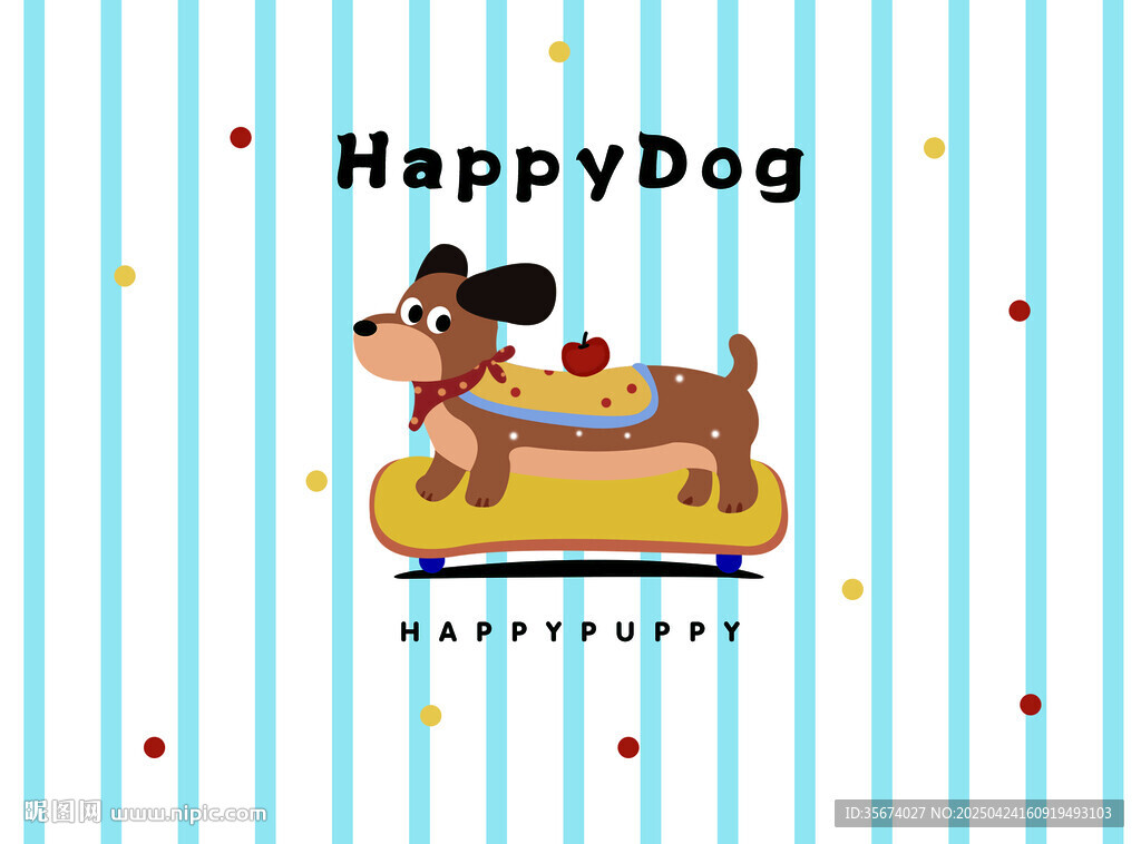 腊肠小狗图案装饰背景图