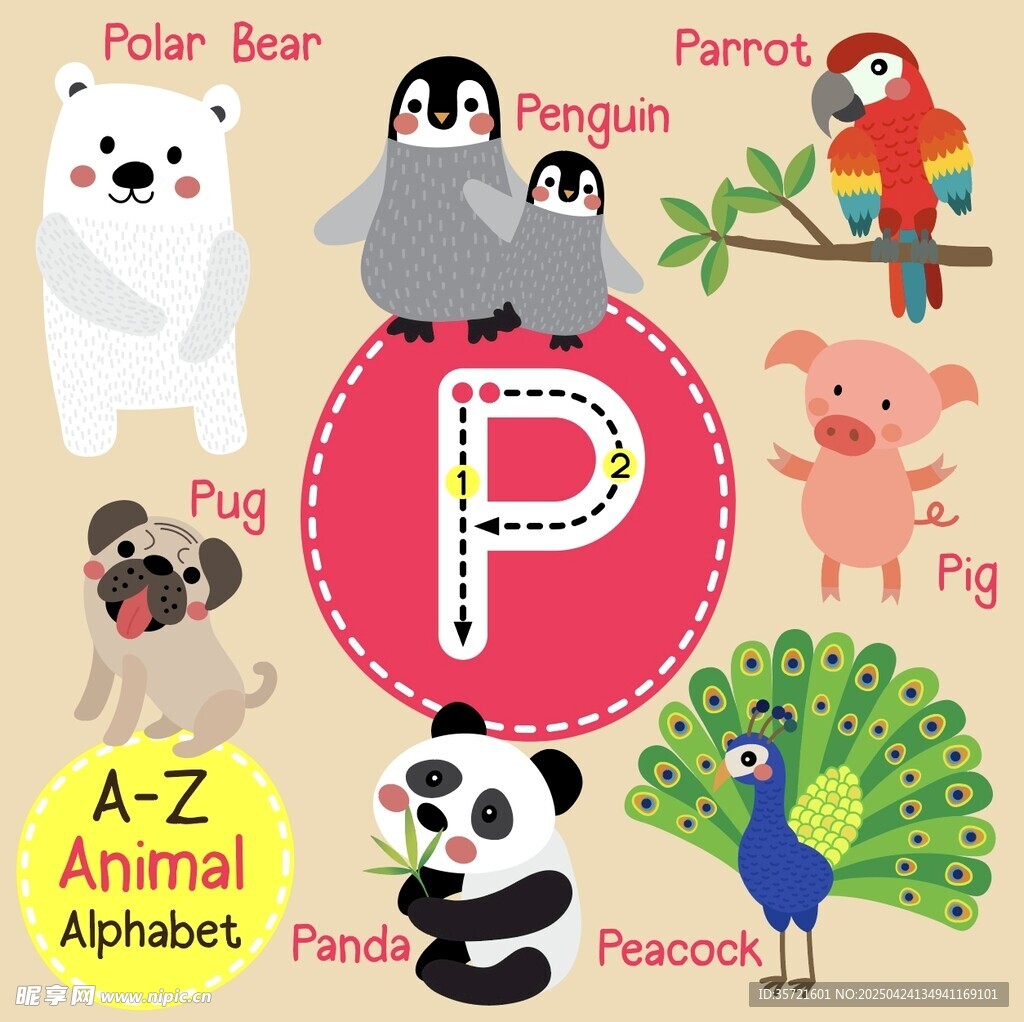 字母P相关的可爱动物们