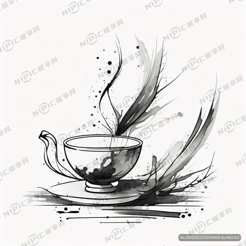 中国风茶元素素描线稿包装设计底