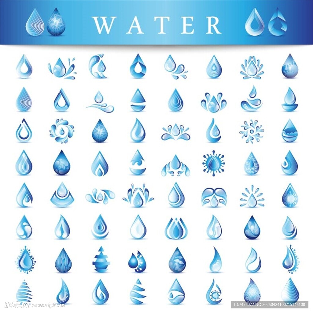 水滴雪花矢量图案集合