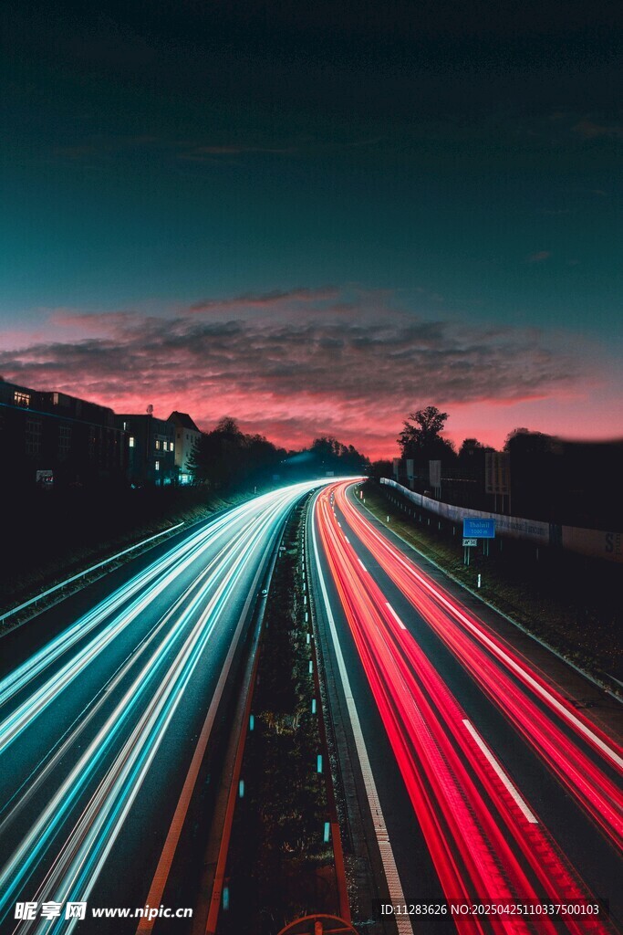 公路夜景光轨绚丽画面
