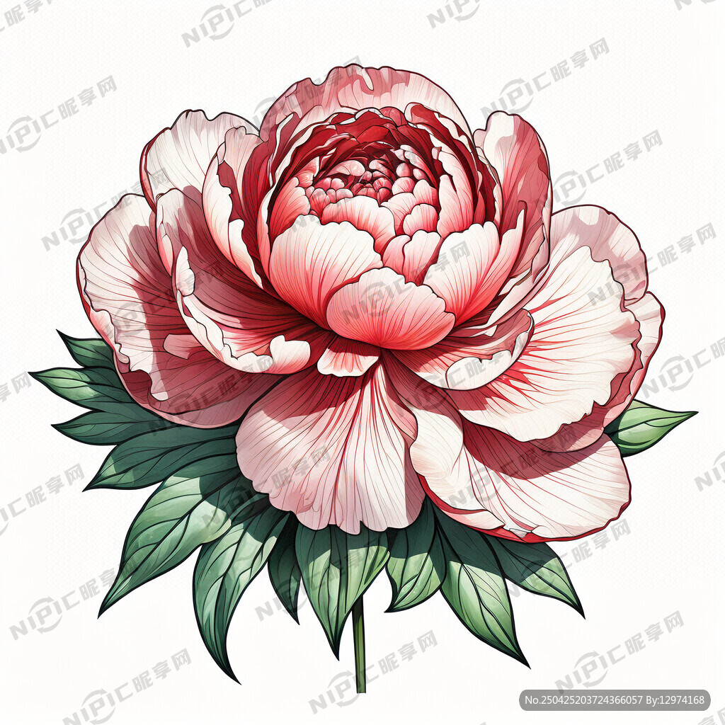 牡丹花 线稿 叶子纤瘦