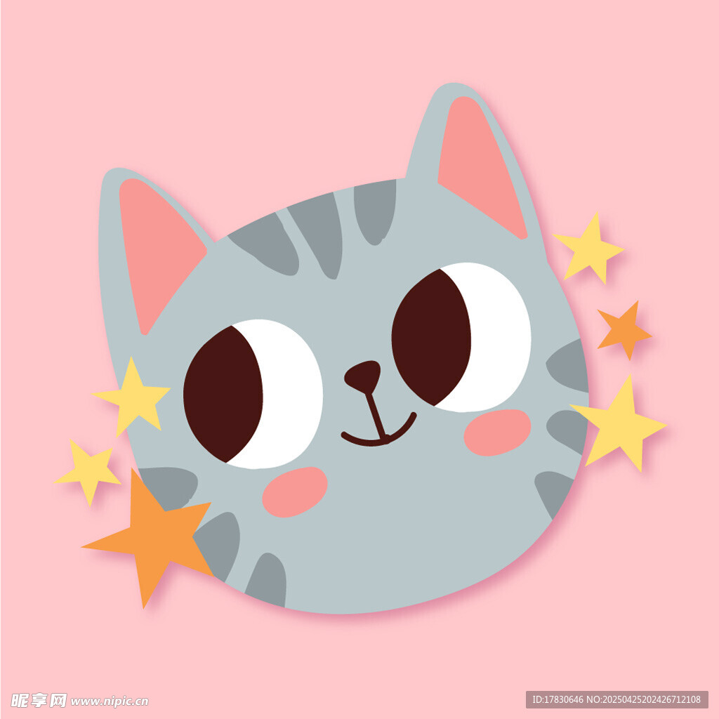 可爱猫咪头像带星星装饰