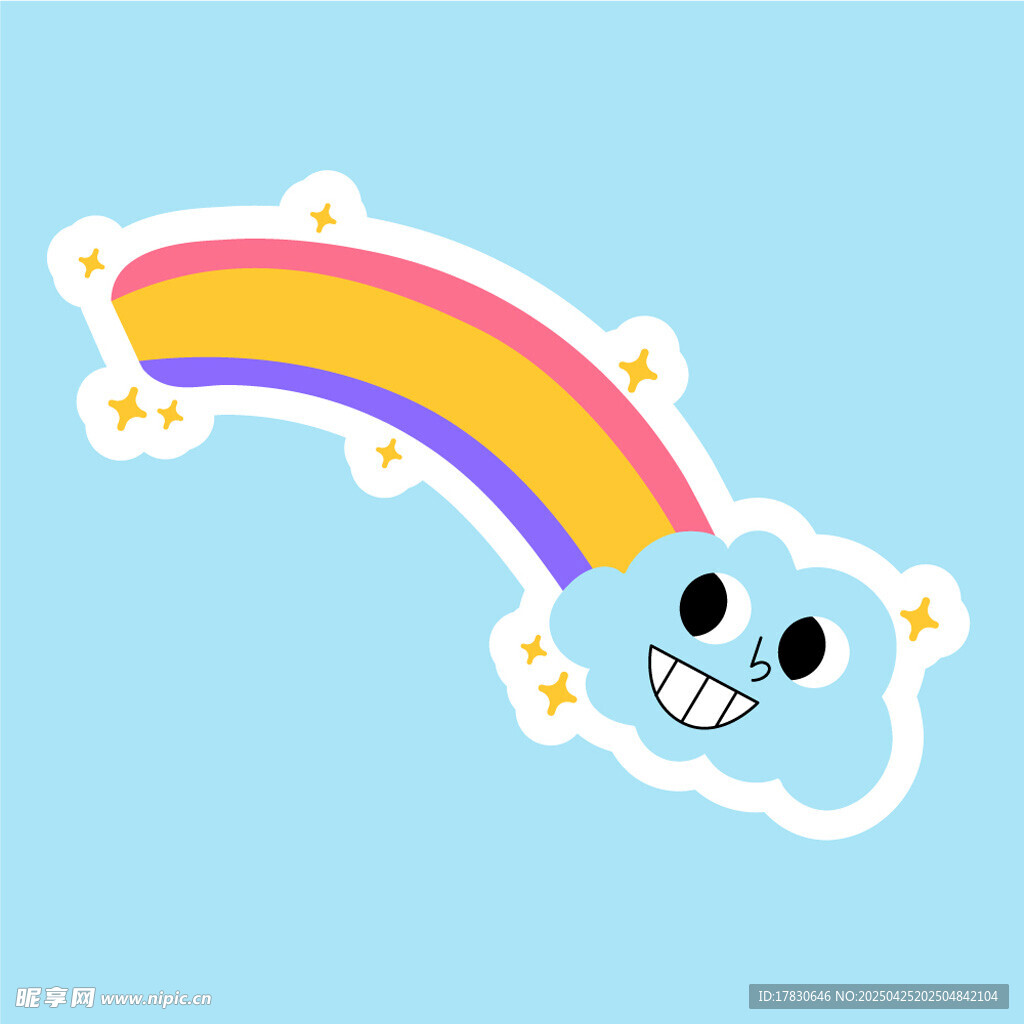 可爱彩虹云朵卡通图案