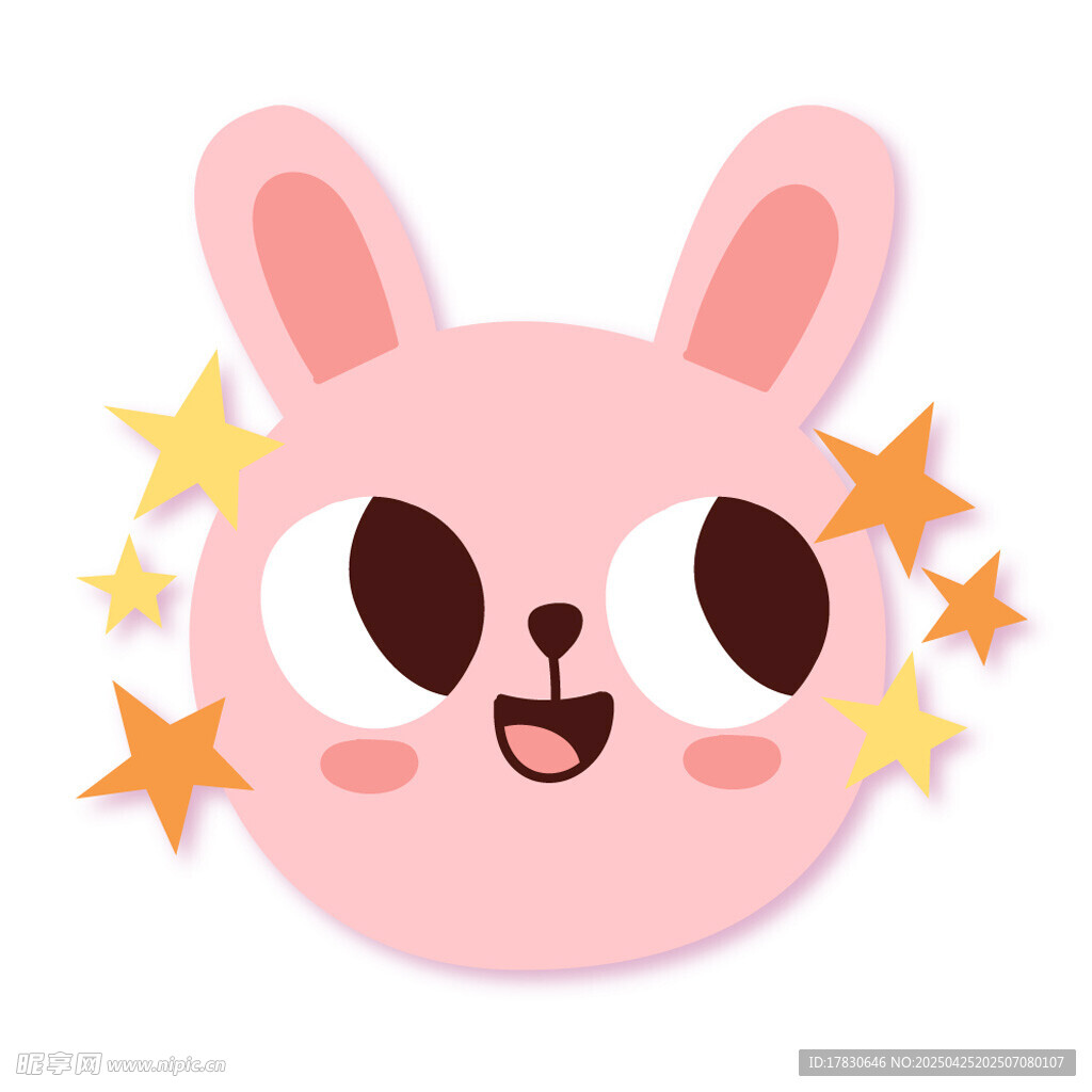 可爱粉兔带星星装饰