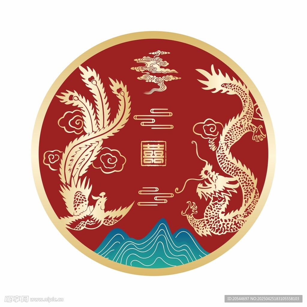 龙凤圆形图案