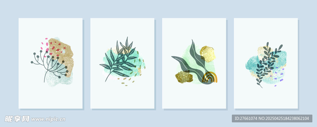 四幅清新植物装饰画