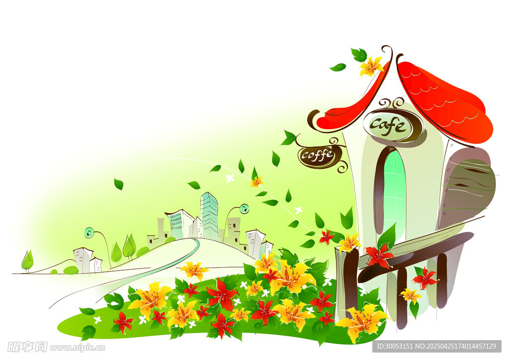 梦幻花园中的童话小屋