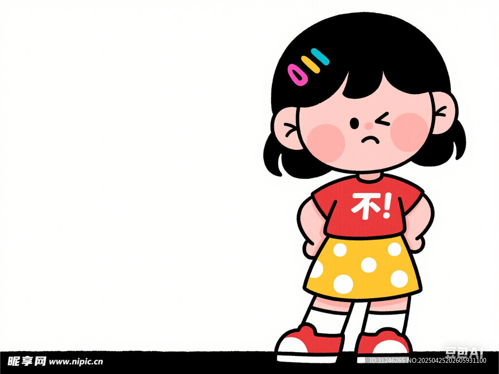 叉腰生气的可爱小女孩