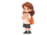 背着书包的可爱小女孩