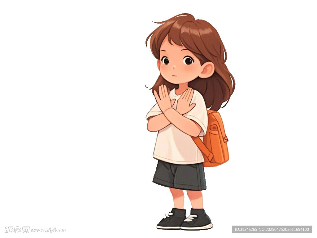 背着书包的可爱小女孩