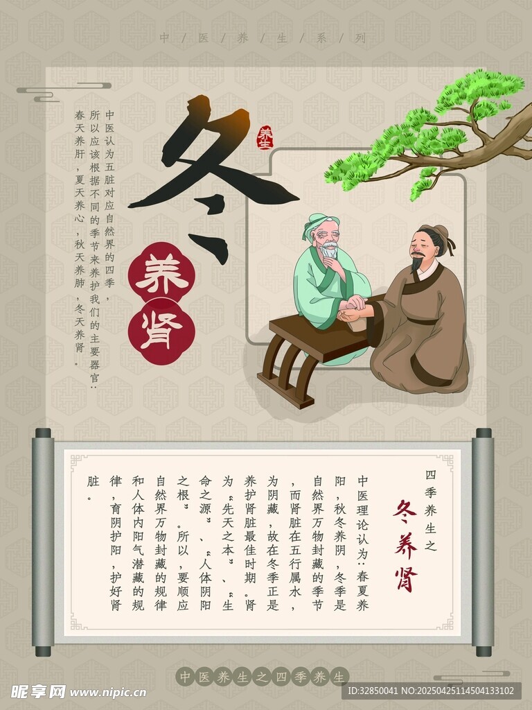 中式古典中医馆医院四季养生海报