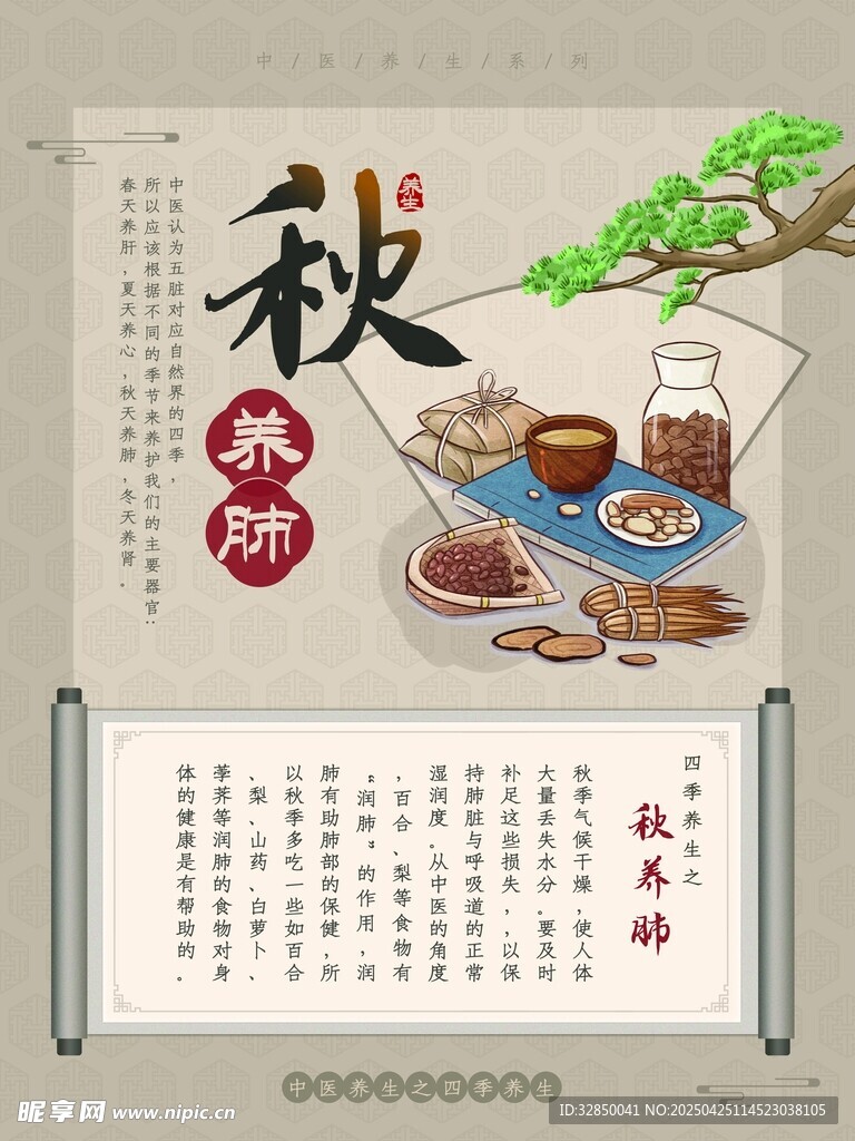 中式古典中医馆医院四季养生海报