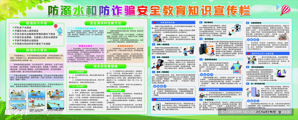 防溺水和防诈骗板报