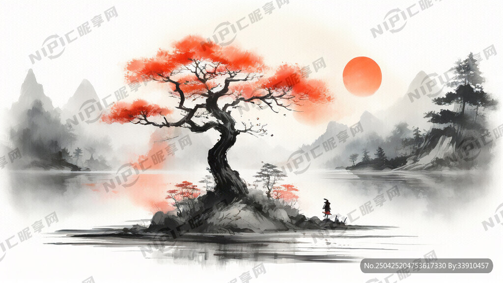 彩色儿童简笔画 树 花 草 山