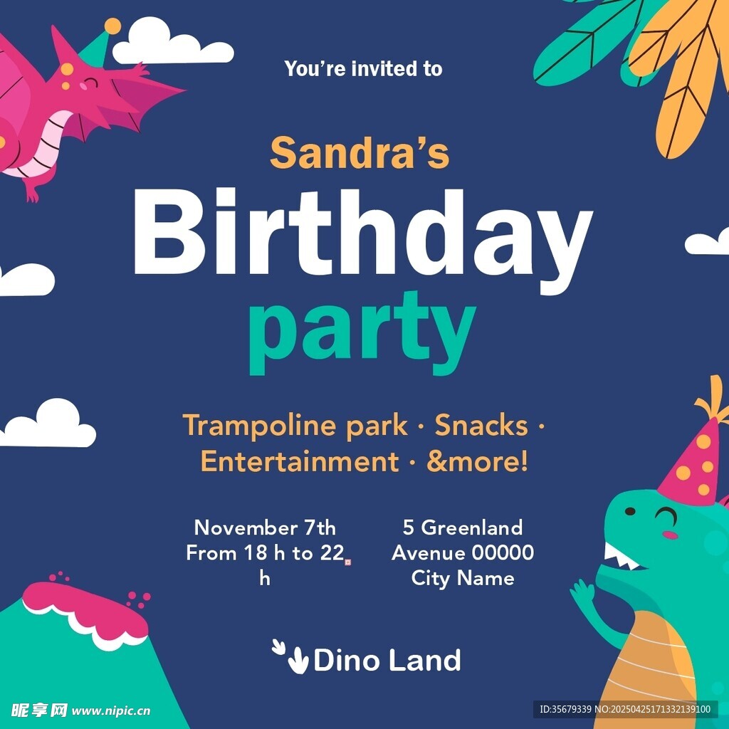 圣诞老人生日派对宣传海报