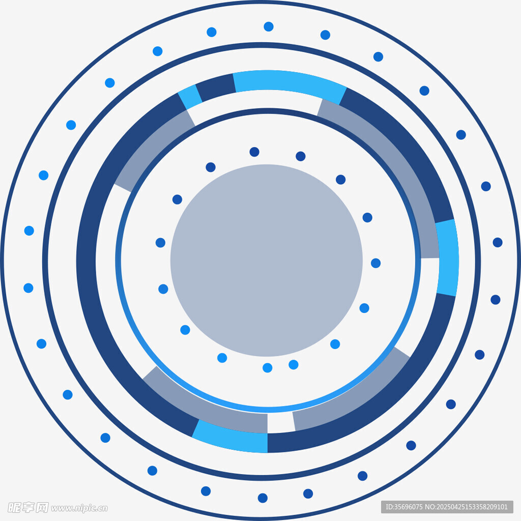 蓝白环形科技风矢量图案