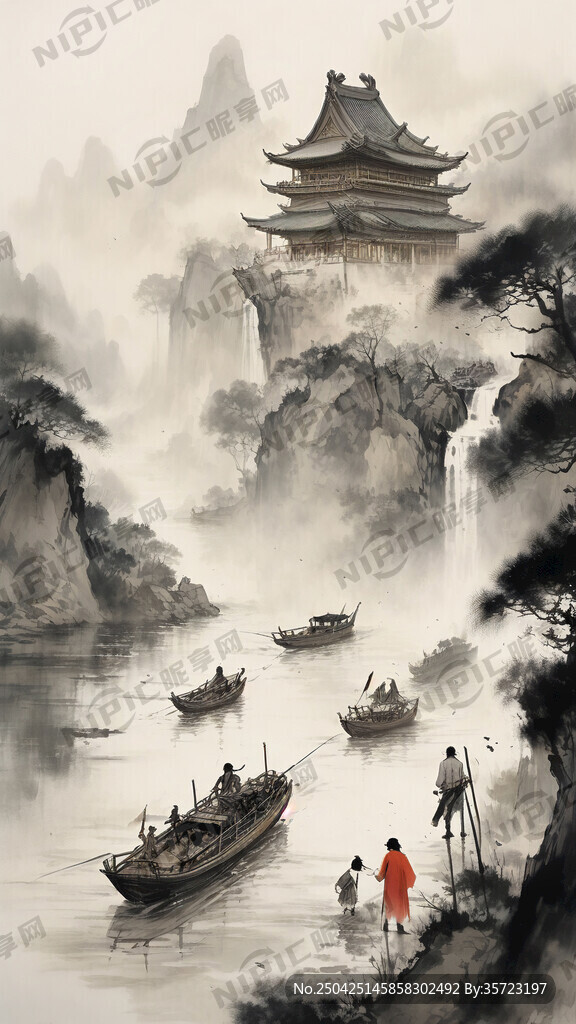 AI创作图清明上河图 大气 清晰 热闹nipic.com-昵图网