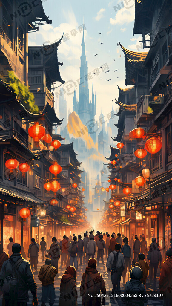 古代闹市 清晰 热闹 人多