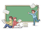 学生欢庆书本飞舞瞬间