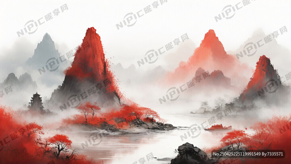 中国红 青山绿水  得荣美