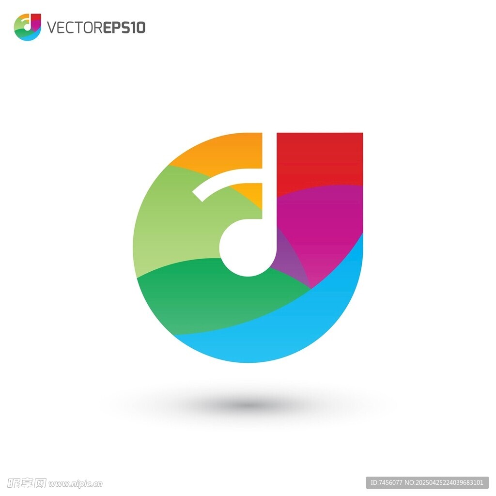 多彩音乐主题字母J标志