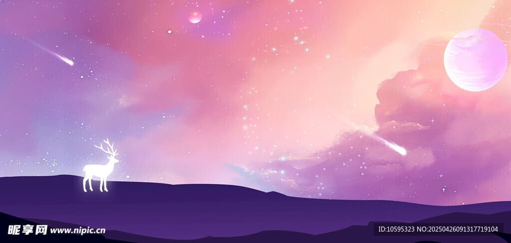 梦幻星空下背景