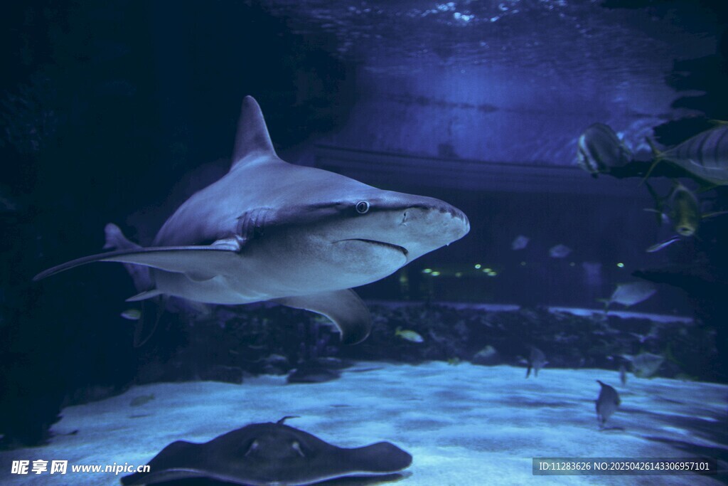 水族馆中的鲨鱼遨游景象
