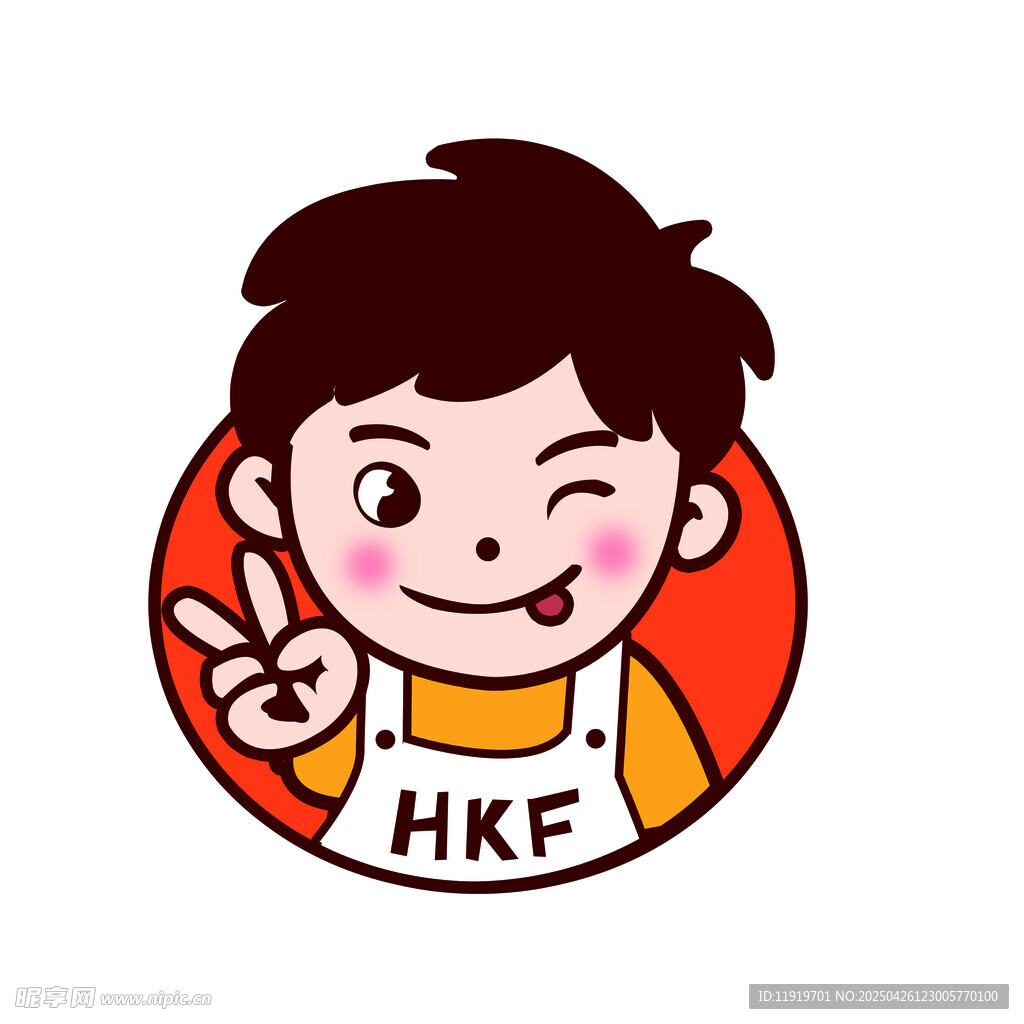 可爱男孩比耶卡通形象