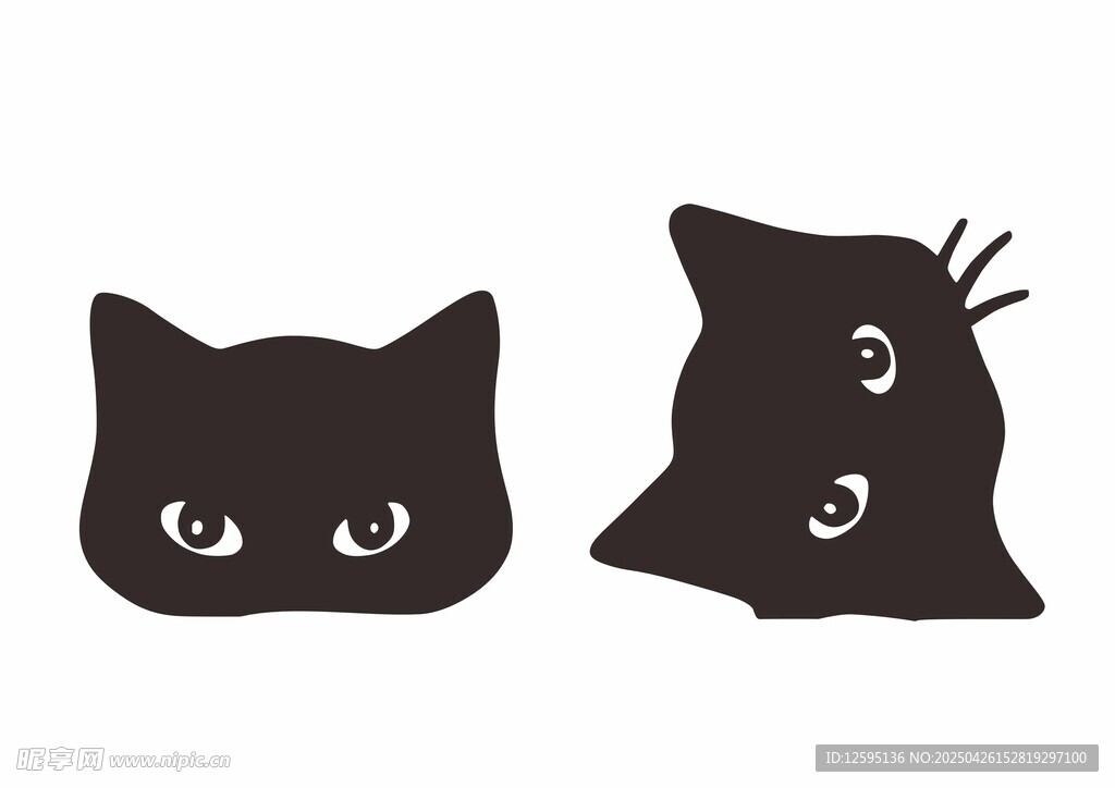 可爱黑猫头像插画