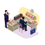 办公室场景中的工作交流