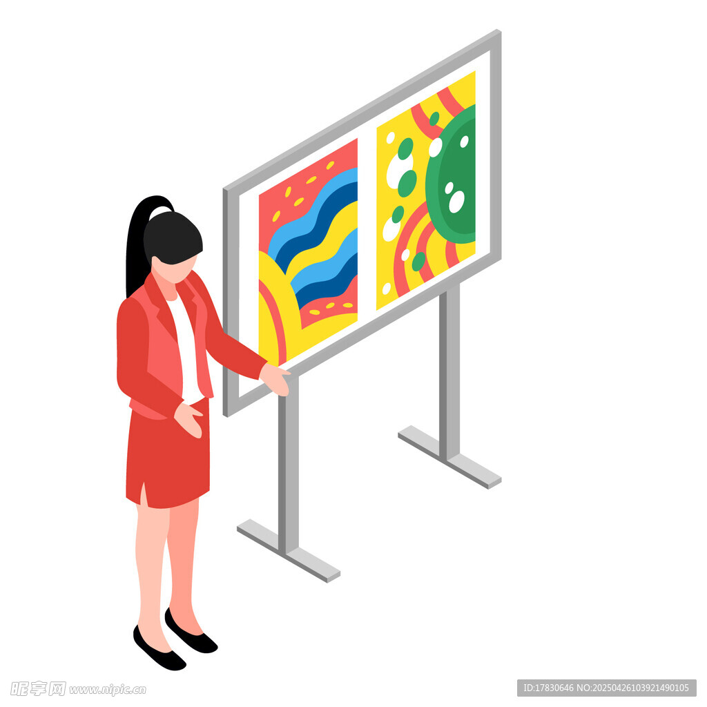 女士展示多彩图表