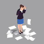 商务女性被文件困扰