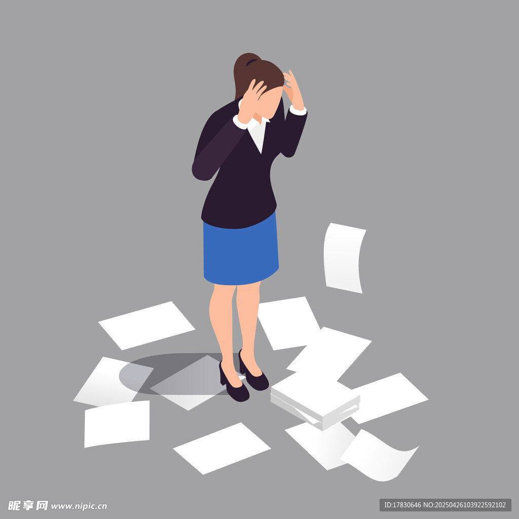 商务女性被文件困扰