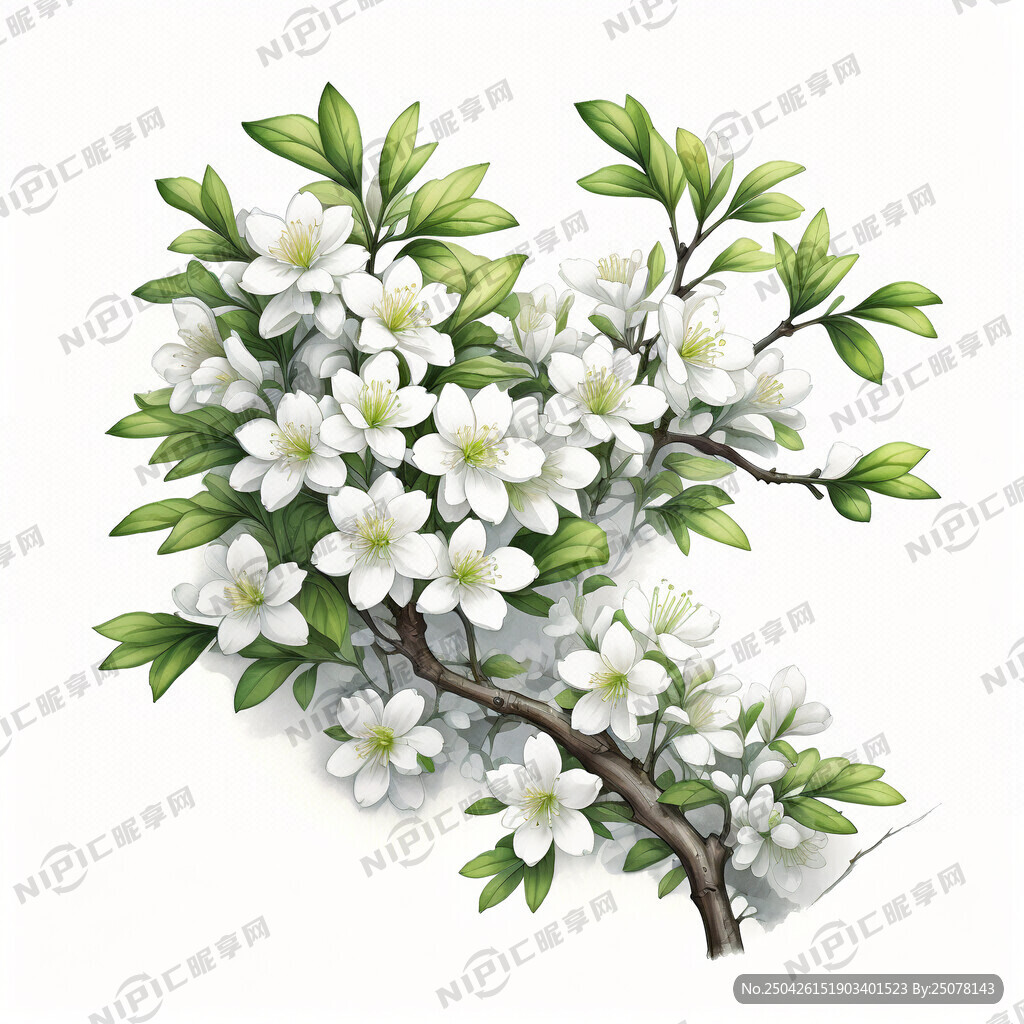 高清一根树枝伸展出分叉小枝