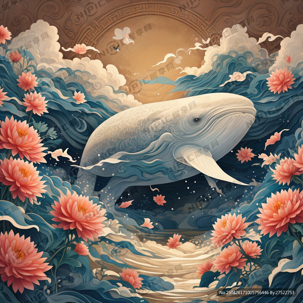 抹香鲸花海中游荡 衍生纸