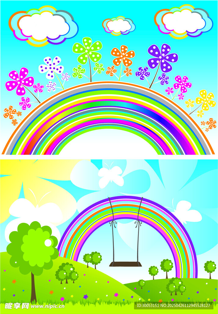 梦幻彩虹童趣风景画面