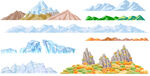 多样风格山峰矢量插画