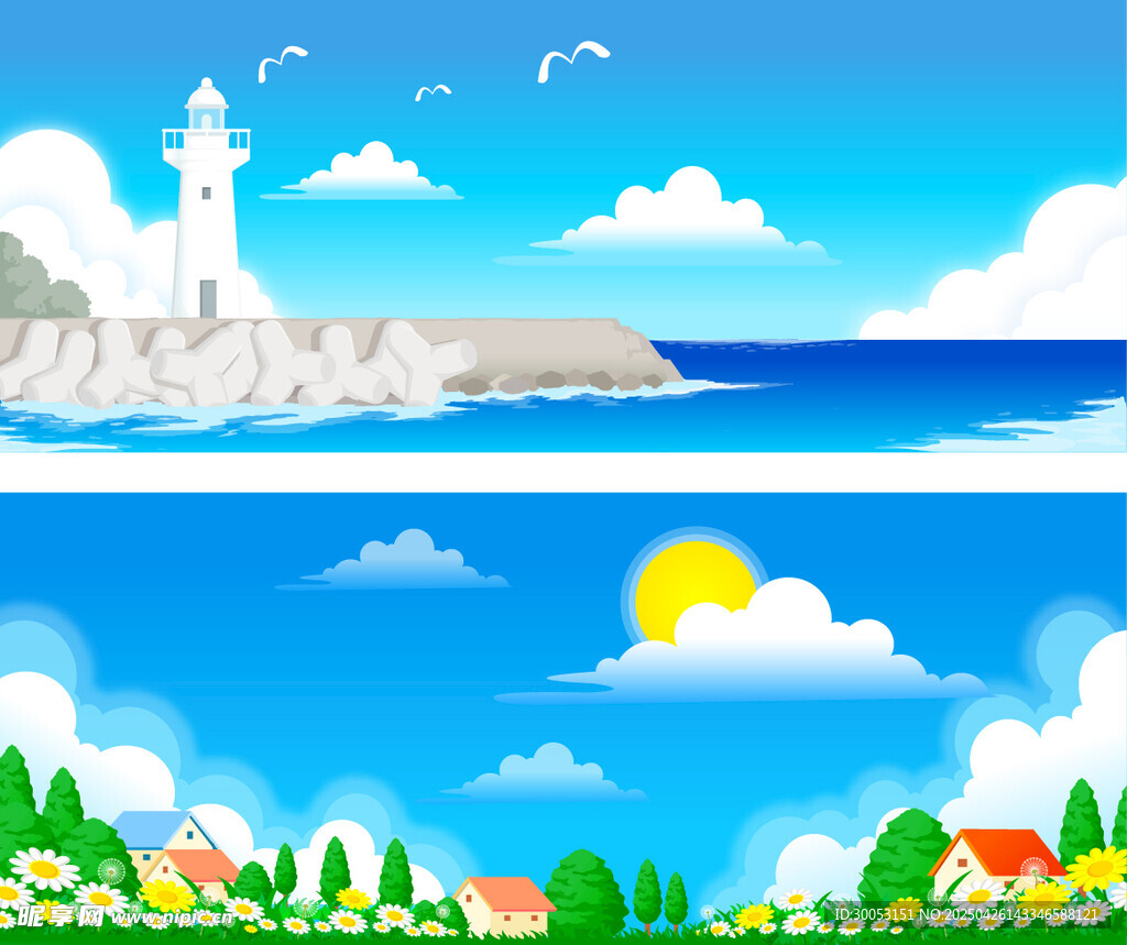 海边田园风光美丽景致