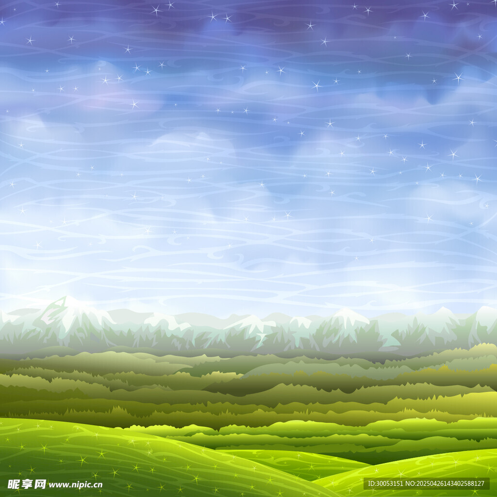 梦幻绿野星空美景